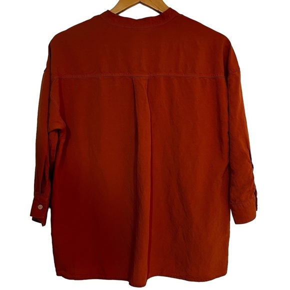 Uniqlo mandarin collar 3/4 sleeve linen blend blouse size XS excellent condition - Picture 4 of 10